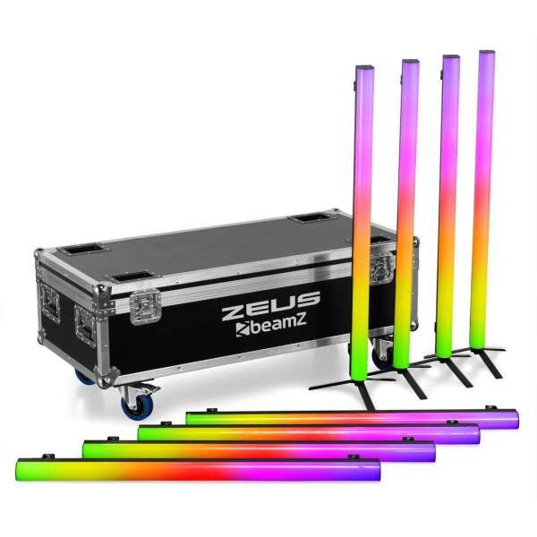 BeamZ Zeus Akku LED Tube RGBW Tourset 8x inkl. Flightcase