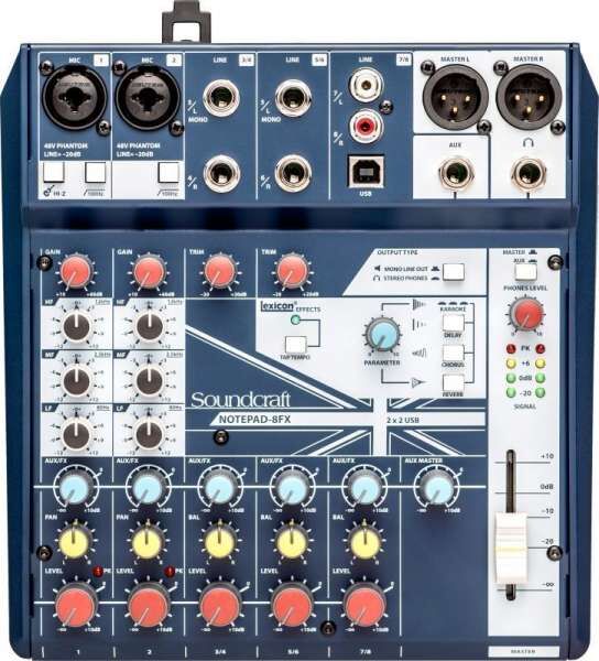 Soundcraft Notepad-8FX - Kompaktmischpult mit USB-Interface und Lexicon Effekten