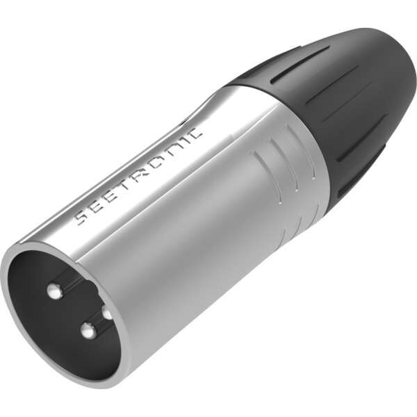 Seetronic SCMM3BK 3 poliger XLR Steckverbinder, männlich, Silberkontakte schwarzes Gehäuse