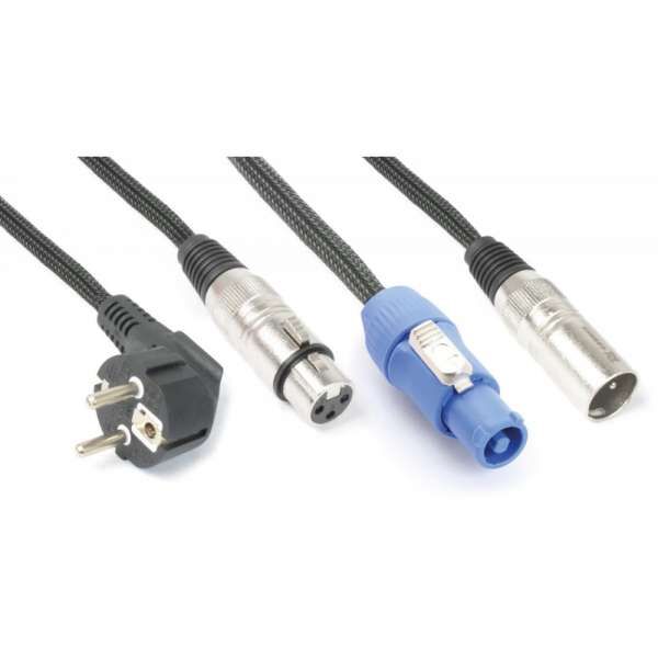 PD Connex Audio Kombi Kabel Schuko - XLR F / Powerconnector A - XLR M 5m