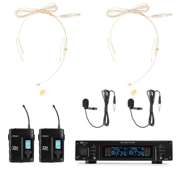Power Dynamics PD220B - 80 Kanal UHF Doppel-Funkmikrofon-System Beltpack True Diversity