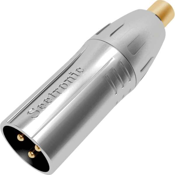 Seetronic MA3MRF XLR 3P Stecker auf Cinch Buchse, Goldkontakte silberfarbenes Gehäuse