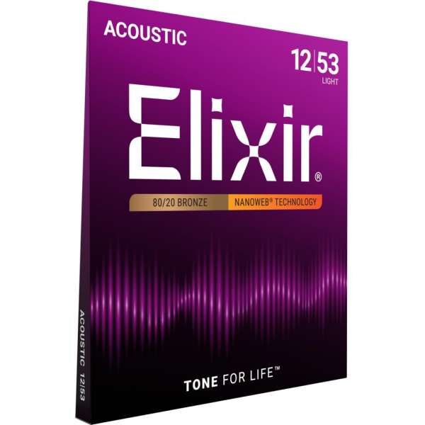 Elixir Strings 80/20 Bronze Saiten für Akustikgitarren mit NANOWEB Technologie, Light (.012-.053)