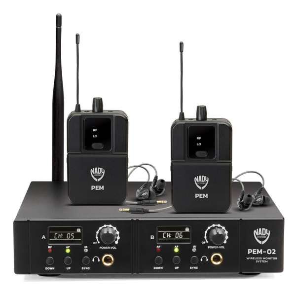 Nady PEM-02 EU1 - duales 16 Kanal UHF 16-Kanal In-Ear-Monitor Funksystem