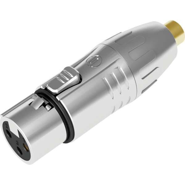 Seetronic MA3FRF XLR 3P Buchse auf Cinch Buchse, Goldkontakte silberfarbenes Gehäuse
