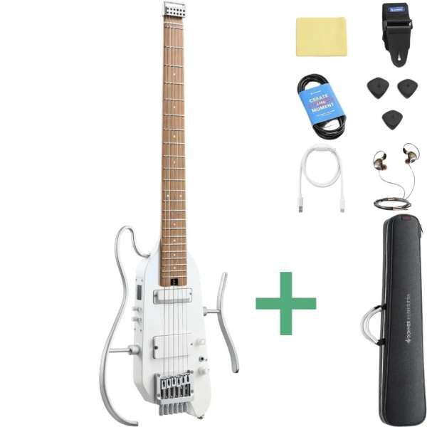Donner HUSH-X PRO Silent E-Gitarre white