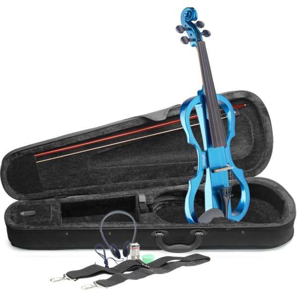 Stagg EVN X-4/4 MBL - E-Violine Set Blau Metallic inkl. Softcase und Kopfhörer