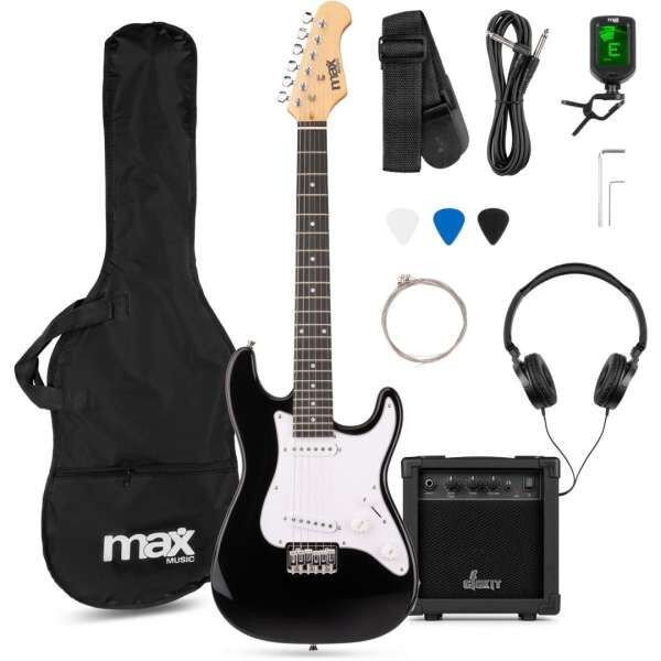 MAX GigKit Junior E-Gitarre Komplettset schwarz 3/4