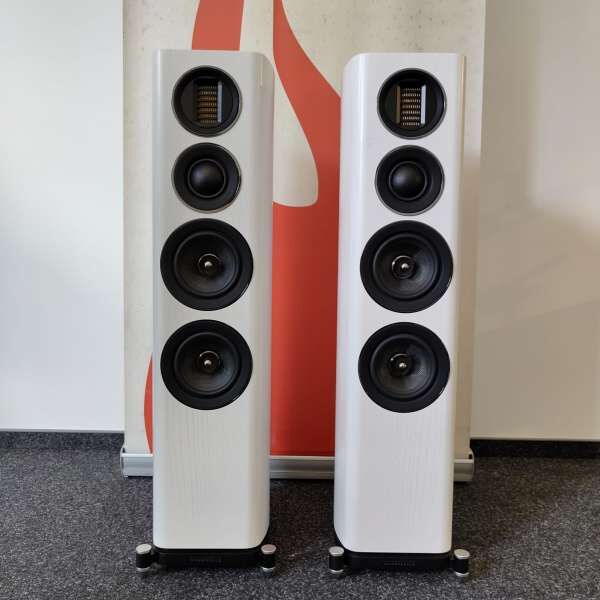 Wharfedale EVO 4.3 3-Wege Lautsprecher (1 Paar Bassreflex Standlautsprecher White Oak) B-Ware