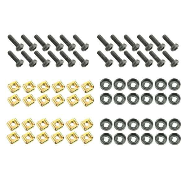 Adam Hall 19" Parts 5928 M24 AH - 24er Set Schrauben M6 x 20 mm mit Käfigmutter und Unterlegscheibe im Beutel