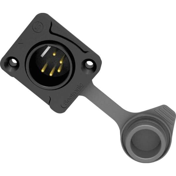Seetronic J5F2CWB 5 polige XLR Steckdose, männlich, IP65, Goldkontakte schwarzes Gehäuse