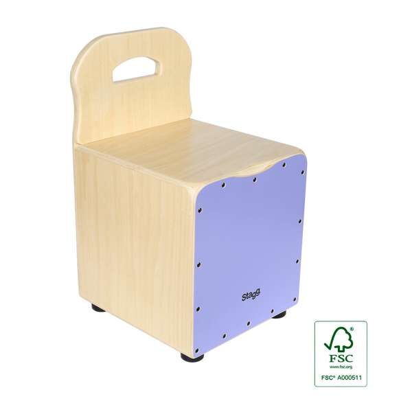 Stagg CAJ-KID-PP - Basswood Kinder-Cajon mit EasyGo-Rückenlehne, Frontplatte violett