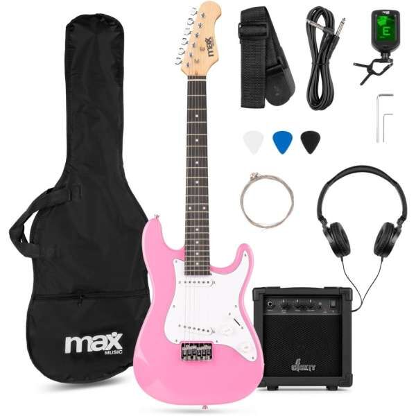 MAX GigKit Junior E-Gitarre Set Pink 3/4