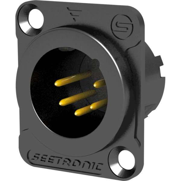 Seetronic MJ5F2CBG 5 polige XLR Steckdose, männlich, Goldkontakte schwarzes Gehäuse