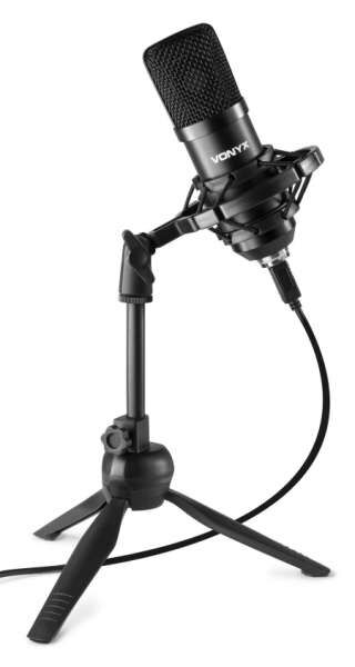 Vonyx CM300B USB Kondensator Studio Mikrofon für Podcast und Livestreamer schwarz