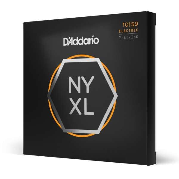 D'Addario NYXL1059 mit vernickeltem Draht umsponnene Saiten für 7-saitige E-Gitarren, normale leichte Spannung, 10-59