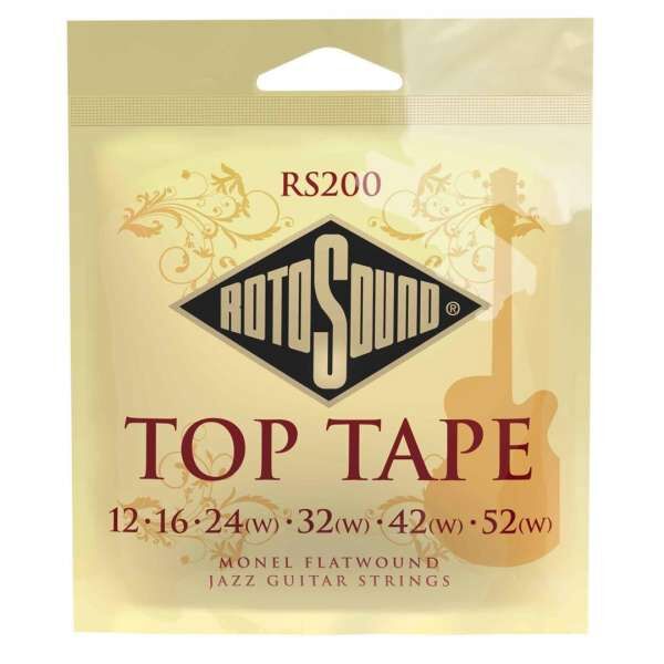 Rotosound RS 200 Top Tape Jazz-Gitarre-Saiten Satz .012-.052 Monel flatwound