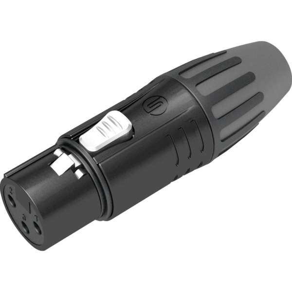 Seetronic SCMF3BG 3 poliger XLR Steckverbinder, weiblich, Goldkontakte schwarzes Gehäuse