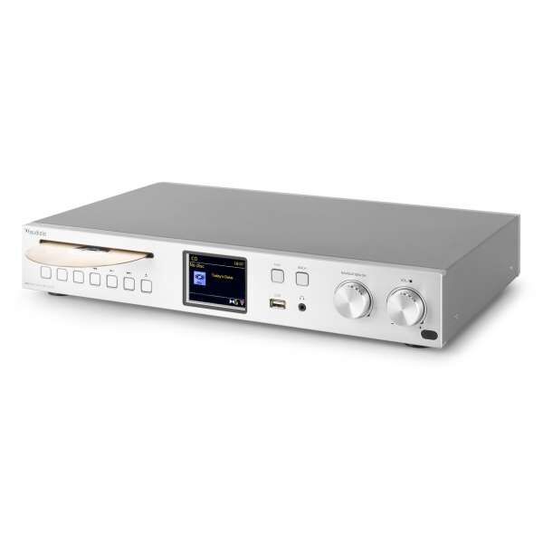 Audizio Brescia silber - All-In-One Verstärker mit WiFi, Bluetooth, CD, USB, DAB+, Internetradio