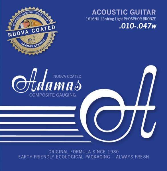 Adamas Akustik-Gitarren Saiten Nuova Phosphor Bronze beschichtet 12-str. Light .010-.047