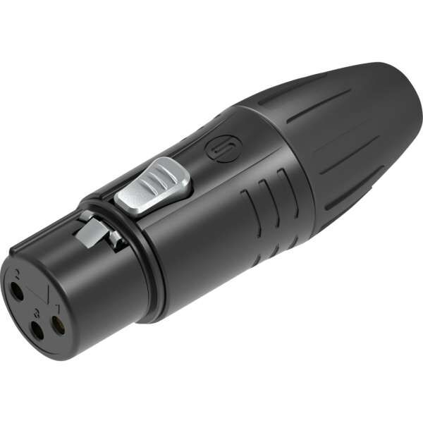 Seetronic SCMF3BGBK 3 poliger XLR Steckverbinder, weiblich, Goldkontakte schwarzes Gehäuse