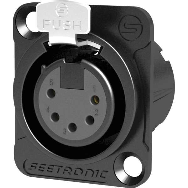 Seetronic MK5F2CBG 5 polige XLR Steckdose, weiblich, Goldkontakte schwarzes Gehäuse