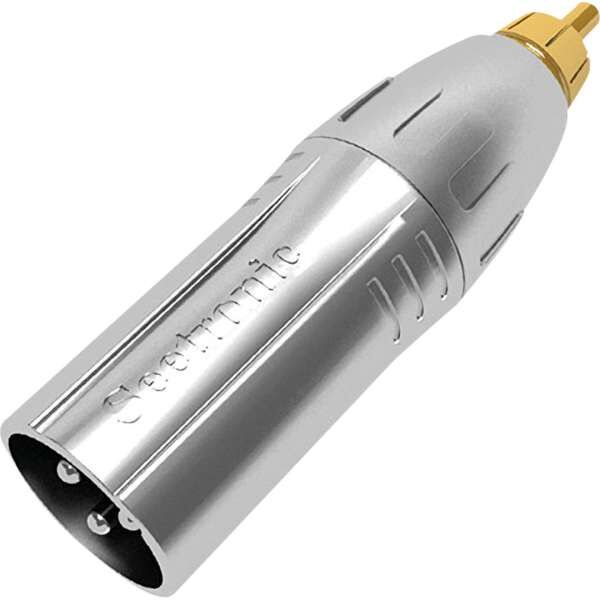Seetronic MA3MRM XLR 3P Stecker auf Cinch Stecker, Goldkontakte silberfarbenes Gehäuse