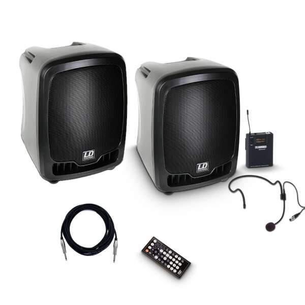 LD Systems Roadboy B6 HS Stereo-Set - Mobile Akku-Musikanlage mit CD und Headset
