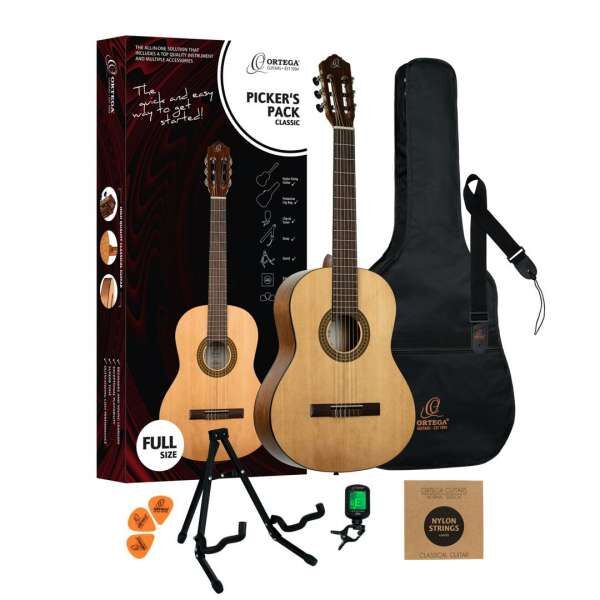 ORTEGA Picker´s Pack 4/4 Nylon Saiten Akustikgitarre Set