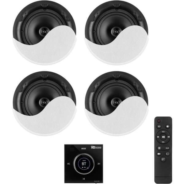 Power Dynamics Powerline B100BSET Einbauverstärker Set mit 4 Deckenlautsprechern
