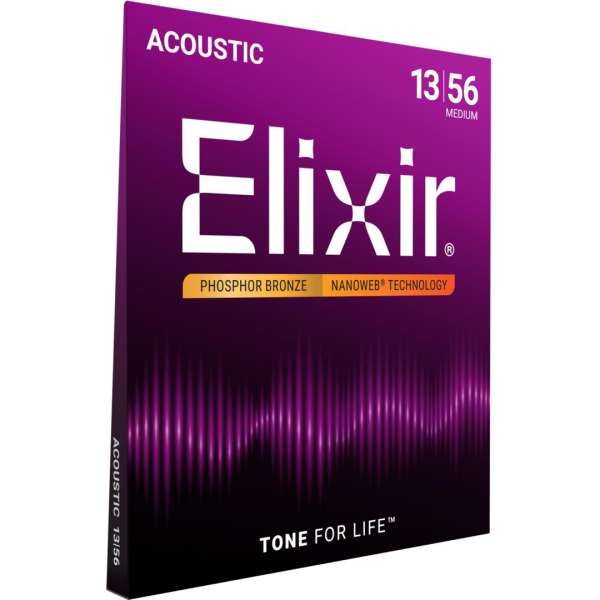 Elixir Strings Phosphor Bronze Saiten für Akustikgitarren mit NANOWEB Technologie, Medium (.013-.056)