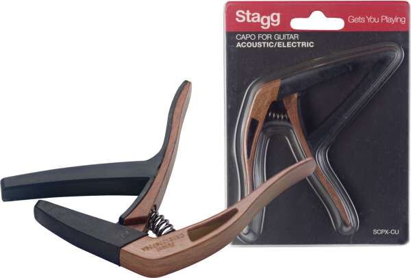 Stagg SCPX-CU DKWOOD - Gewölbter Trigger Kapodaster für Akustik- oder E-Gitarre