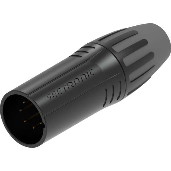 Seetronic SCMM5BG 5 poliger XLR Steckverbinder, männlich, Goldkontakte schwarzes Gehäuse