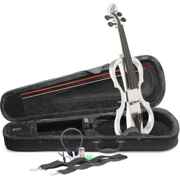 Stagg EVN X-4/4 WH - E-Violine Set Weiß inkl. Softcase und Kopfhörer
