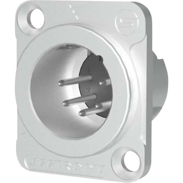 Seetronic MJ5F2C XLR Chassis 5 polig Stecker, Silberkontakte nickelfarbenes Gehäuse