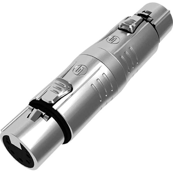 Seetronic MA5F3F XLR 5P Buchse auf XLR 3P Buchse, Goldkontakte silberfarbenes Gehäuse