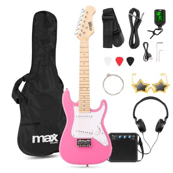 MAX GigKit Junior E-Gitarren-Set Pink 1/4