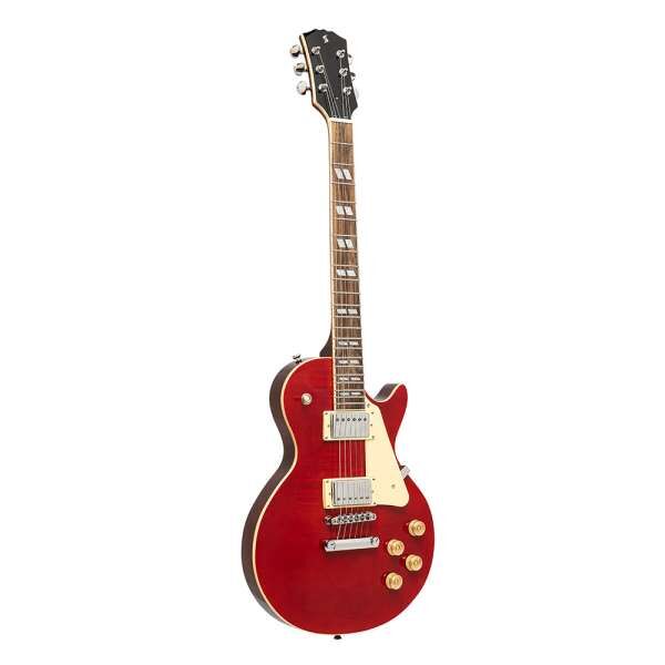 Stagg SEL-DLX W RED - E-Gitarre massiv Mahagoni/Ahorn im LP-Style Weinrot