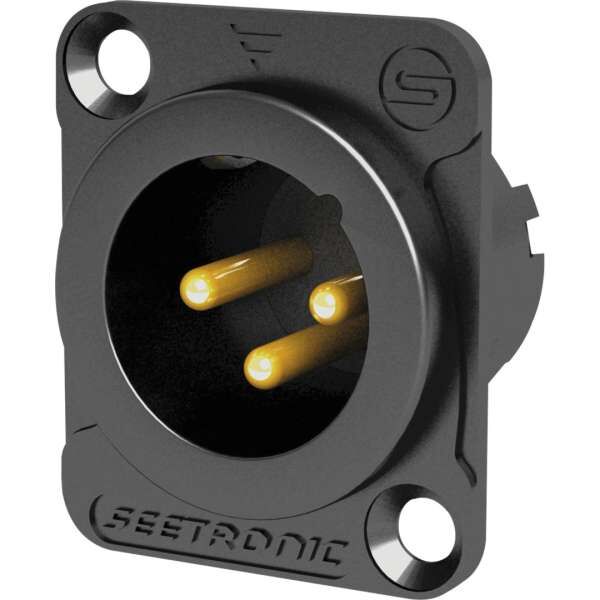 Seetronic MJ3F2CBG 3 polige XLR Steckdose, männlich, Goldkontakte schwarzes Gehäuse