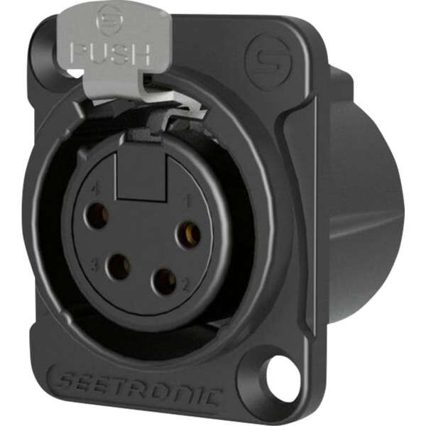 Seetronic MK4F2CBG 4 polige XLR Steckdose, weiblich, Goldkontakte schwarzes Gehäuse