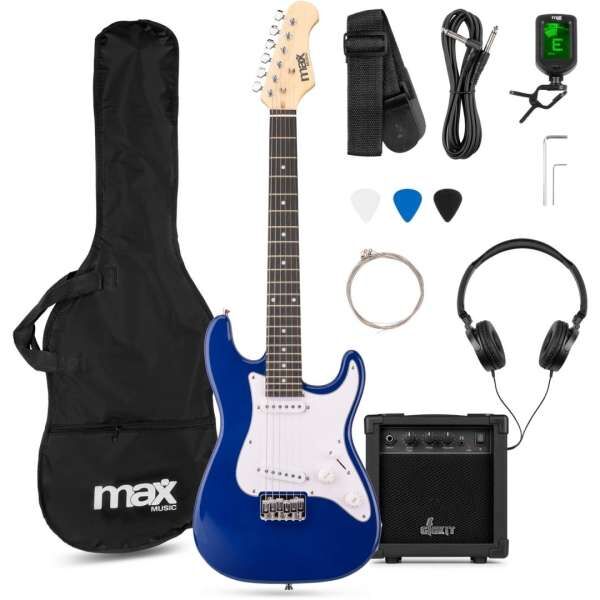 MAX GigKit Junior E-Gitarre Komplettset blau 3/4