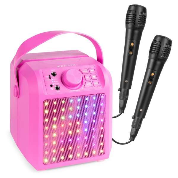 Fenton KAR50P Karaoke Lautsprecher mit LED Effekt pink