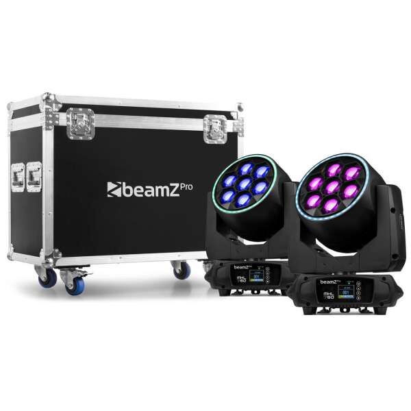 BeamZ Pro MHL760 LED Bee Eye Moving Head mit Zoom Set 2x inkl. Flightcase