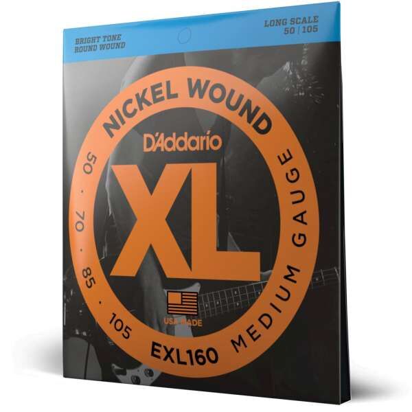 D'Addario EXL160 Saiten für Bassgitarre, mit Nickel umsponnen, Medium, 50-105, Long Scale