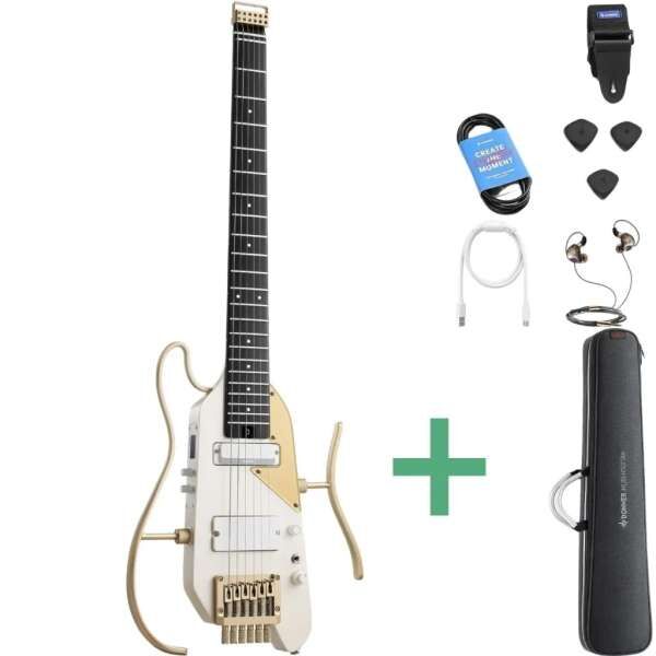 Donner HUSH-X PRO Silent E-Gitarre White-Lux