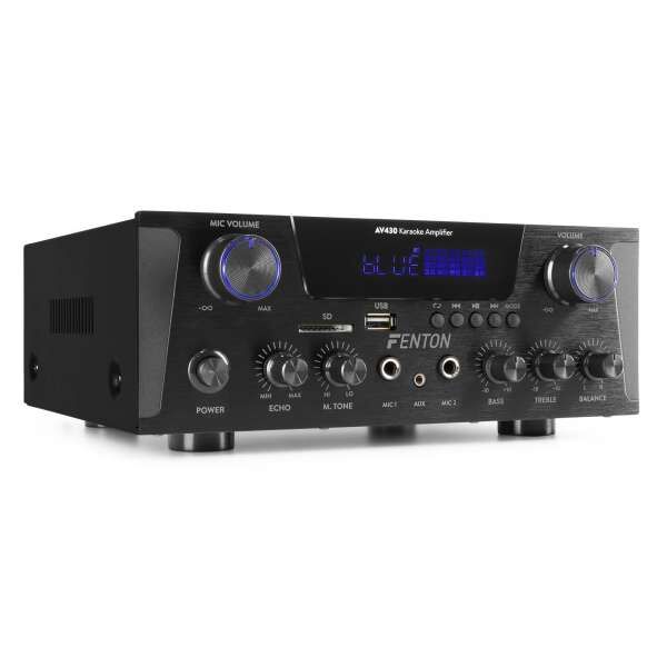 Fenton AV430B Karaoke-Verstärker mit Bluetooth - 2x 300W - MP3-Player - Echo-Effekt