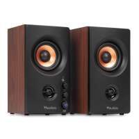 Audizio BS25 - Aktives Regallautsprecher Set 40W BT Wood