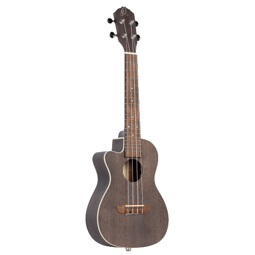 Ortega RUCOAL-CE-L Konzert Ukulele Coal Schwarz Cutaway Linkshand Lefty