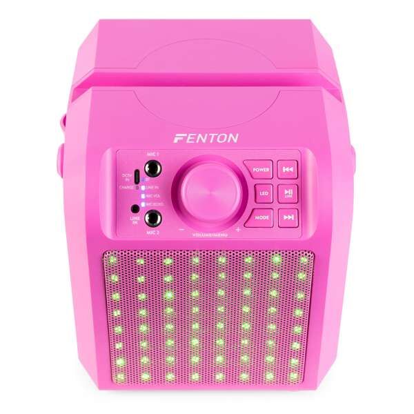 Fenton KAR50P Karaoke Lautsprecher mit LED Effekt pink