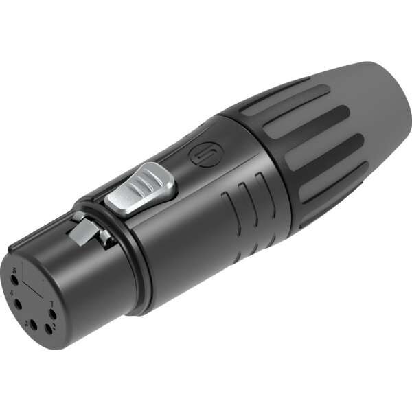 Seetronic SCMF5BG 5 poliger XLR Steckverbinder, weiblich, Goldkontakte schwarzes Gehäuse